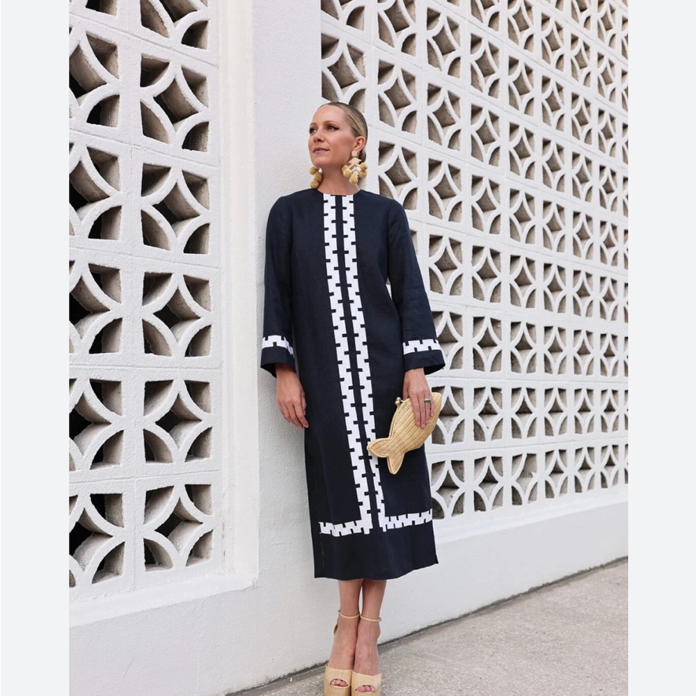 Tuckernuck X Atlantic Pacific Navy and White Hartman Maxi Dress